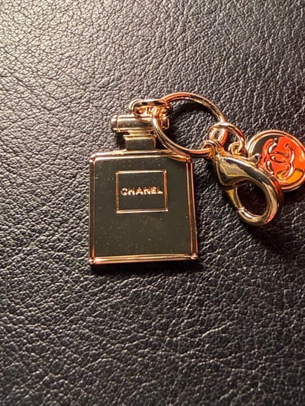 CHANEL Gold CC and Chanel Perfume Bottle Charm double sided